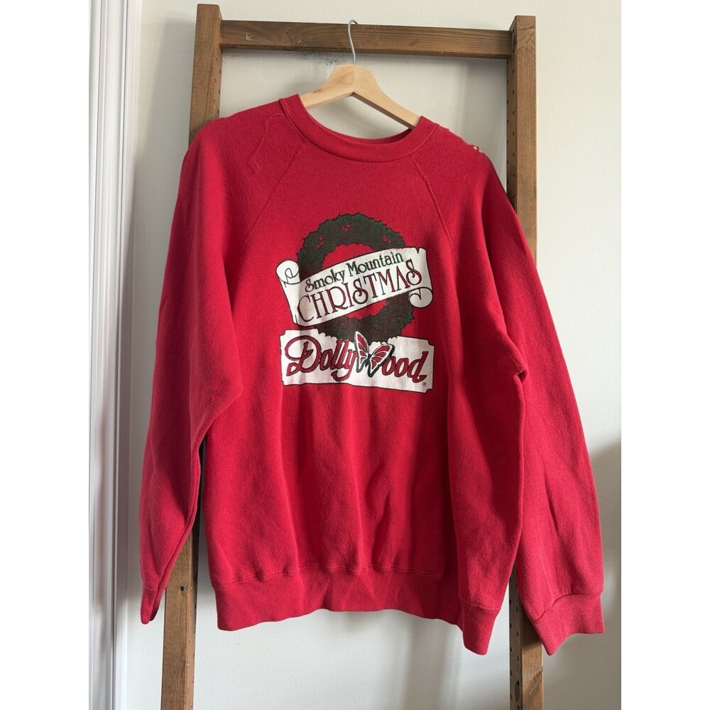 Vintage 90s Dollywood Smoky Mountain Christmas Sweatshirt Dolly Parton Size XL